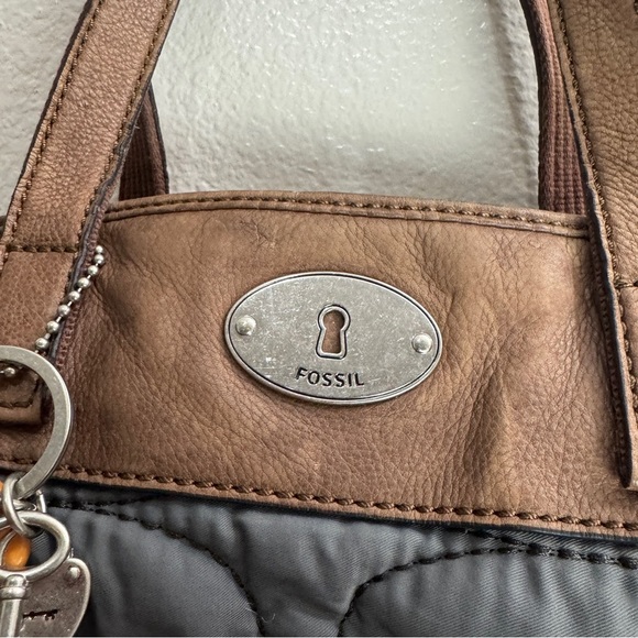 Fossil Key-Per Shoulder Bag Purse Quilted Flower Floral Leather Vintage - Picture 3 of 9